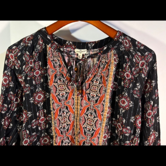 Mason & Belle Peasant Boho Top/Blouse Black/Red/ Multicolor Size S - NWT - Picture 2 of 14